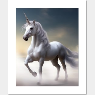 Mythical White Unicorn Posters and Art